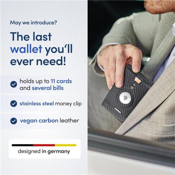 AirTag* Wallet Mens Wallet with Money Clip Air Tag Wallet Card Holder - Picture 3 of 7